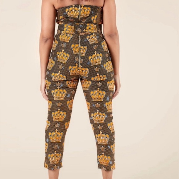 Grass-fields | African Crown Print Beka Jumpsuit African Made Black Owned Size 8 - Picture 5 of 9